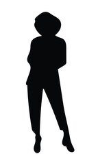 Silhouette of a woman standing with folded arms in casual pose