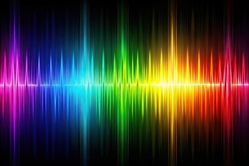 Abstract waves of sound frequencies in a colorful spectrum
