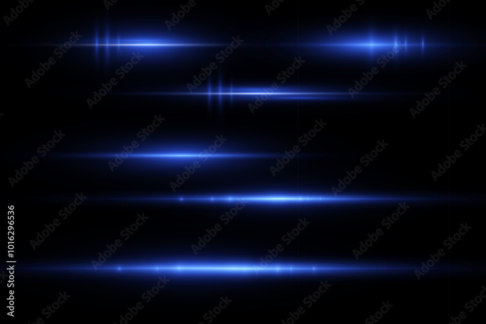 Aufkleber horizontal neon lines.blue speed lines.motion light effect.vector.