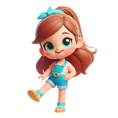 Cute Girl Dressed in Summer Clothes Happy Cartoon Character
