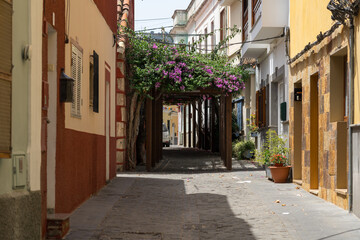 Streets and beautiful houses of the picturesque village of Santa Brigida. Gran Canaria, Canary Islands. Spain.