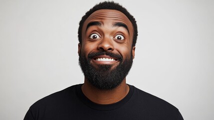 Wide-Eyed Enthusiastic Man Grinning