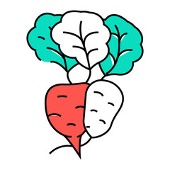 ripe red radish line icon vector. ripe red radish sign. isolated symbol illustration