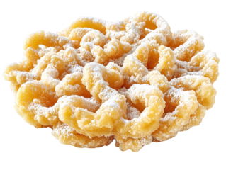 Sugar coated funnel cake isolated on transparent or white background