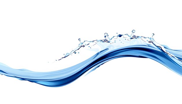 Dynamic Water Splash with Ripples and White Background