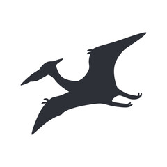 Pterodactyl vector black silhouette dinosaur isolated on background. © Roi_and_Roi