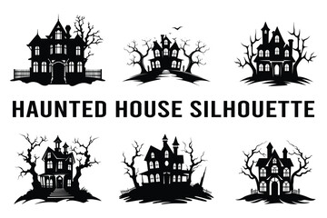 Obraz premium PrintHaunted house silhouette vector.