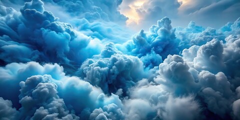Naklejka premium High angle view of billowing blue fluid clouds