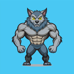 Angry werewolf  bodybuilder clipart vector design Illustration.