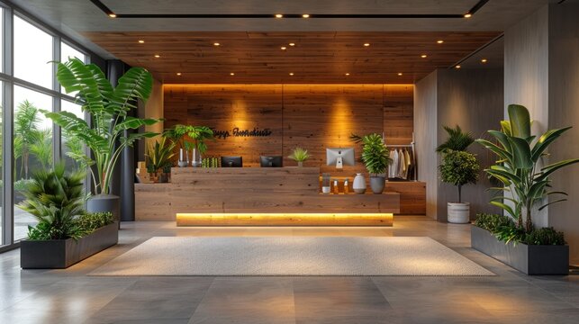 A friendly receptionist offering a client a complimentary coffee or drink in the waiting area of the cleaning service office - Powered by Adobe