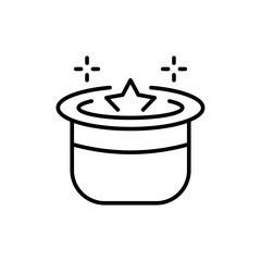 Magic hat outline icons, minimalist vector illustration ,simple transparent graphic element .Isolated on white background