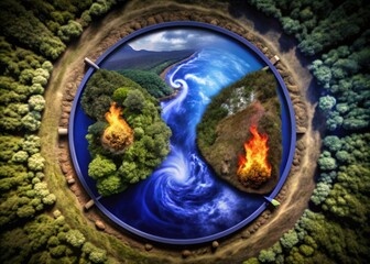 Four Elements Symbol Logo Design - Air, Water, Fire, Earth Illustration for Unique Branding