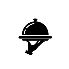 Vector dish icon. illustration of a restaurant waiter's hand symbol carrying food.