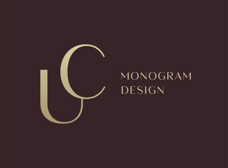 UC or CU letter logo icon design. Classic style luxury initials monogram.