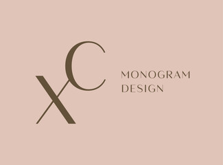 XC or CX letter logo icon design. Classic style luxury initials monogram.