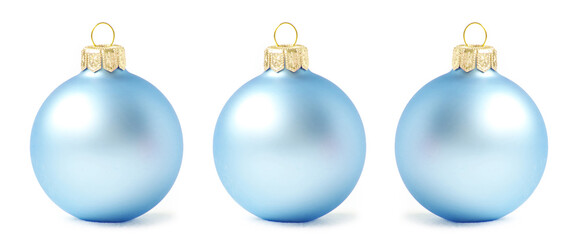blue christmas balls isolated on a white