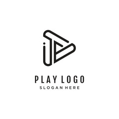 Fototapeta premium Play music vector logo design with creative concept Premium Vector