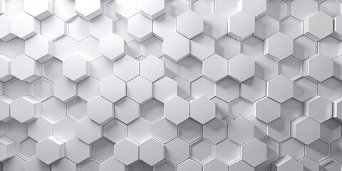 Abstract white hexagon gradient background with shadows