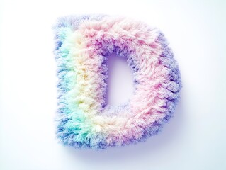 Charming Multi-Colored Yarn 'D' Letter Art: Perfect for Kids' Room Decor, Craft Projects, or Stylish Posters - Featuring Pastel Shades and Intricate Detailing Against a Clean White Background!