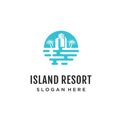 Fototapeta premium Resort icon vector logo design with creative concept Premium Vector