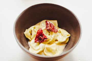 Ravioli are easy to find all over the italian peninsula. And they're always a good idea. Here are a cheese filled version from Piemonte, in northern Italy.