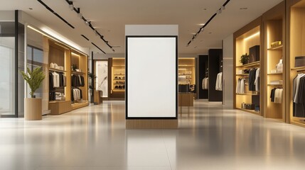 Modern Retail Store Interior with Blank Sign