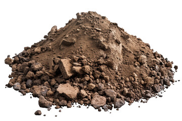 Pile of soil for gardening on a transparent background