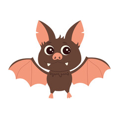Cute cartoon vampire bat. Vector illustration isolated on white background.