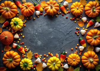 Fototapeta premium Halloween Candy Corn Border Background for Festive Celebrations