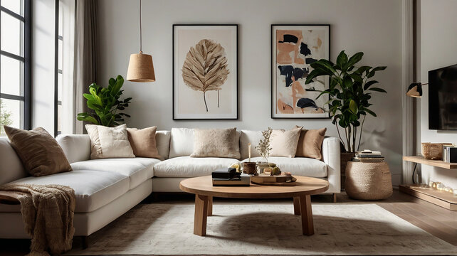 Modren living room interior desine, meditaional and mind relaxation place,