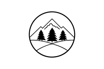 sign on a mountain christmas tree logo icon vector illustration.
