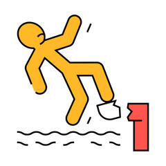 falling water man accident line icon vector. falling water man accident sign. isolated symbol illustration