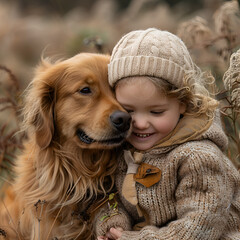 child with dog