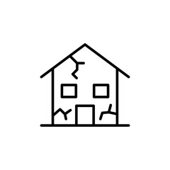 Broken house outline icons, minimalist vector illustration ,simple transparent graphic element .Isolated on white background
