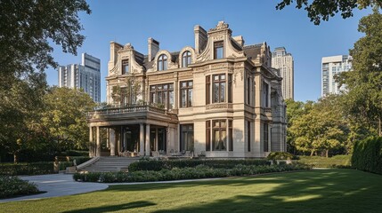 Obraz premium Luxury Mansion in Urban Setting