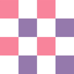 Pink and purple checkered vector seamless pattern on a white background.