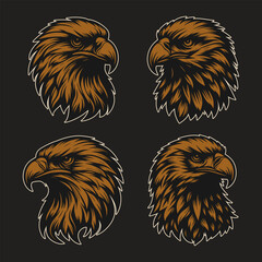 Vector of eagle head with monochrome style in black background