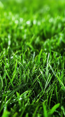Fototapeta premium Fresh Dew Drops on Green Grass Blades