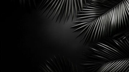 Minimalist Palm Leaf on Black Background