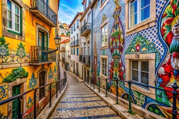 Fototapeta premium Lisbon Hand Lettering Art in Portrait Style for Urban Aesthetics and Culture