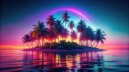 Nostalgic island picture with neon colors Low Angle