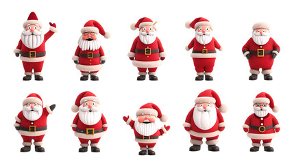 Christmas santa claus set on transparent background