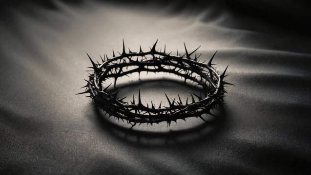 Thorny crown of thorns on dark background.