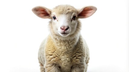 Adorable fluffy sheep against white background