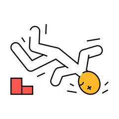 drop head kick accident line icon vector. drop head kick accident sign. isolated symbol illustration