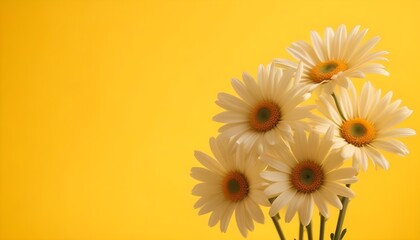 White daisies against a bright yellow background