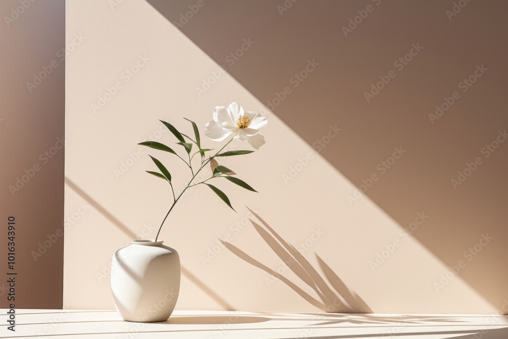 Sticker White flower shadow plant white.