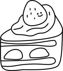 a cute a piece of cake doodle hand drawn outline image