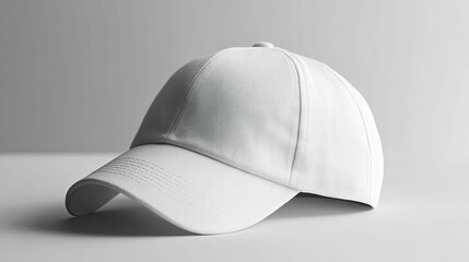 White Baseball Cap with Curved Brim and Stitching