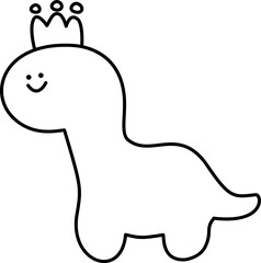 a cute dinosaur doodle hand drawn outline image
